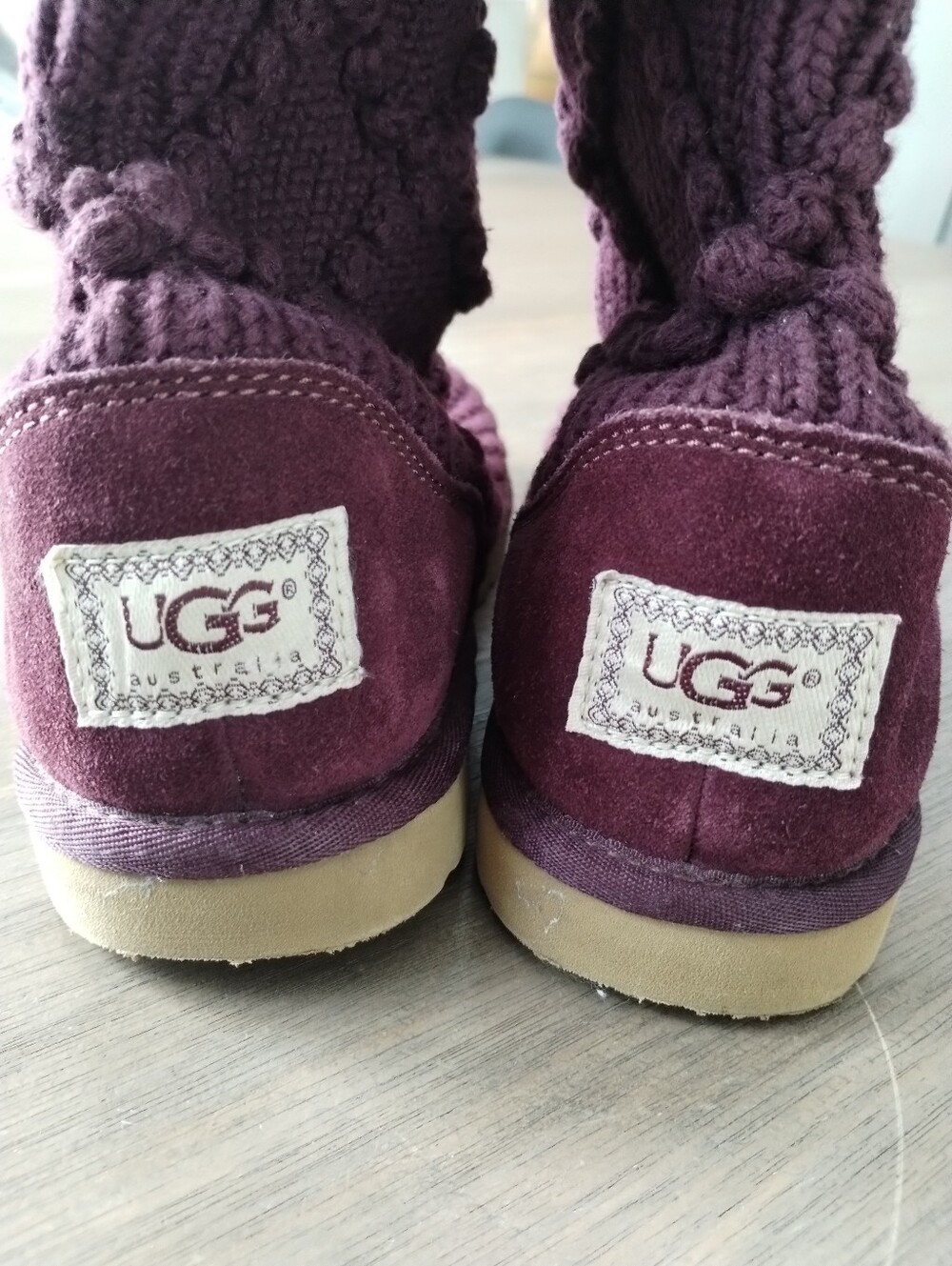 UGG Cardy 5879 Plum Purple Cable Knit Sweater Boots Women's 6 - Picture 5 of 12